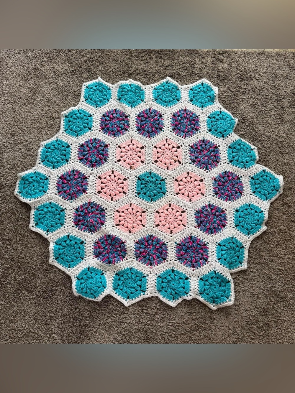 Handmade Crochet Hexagon Blanket